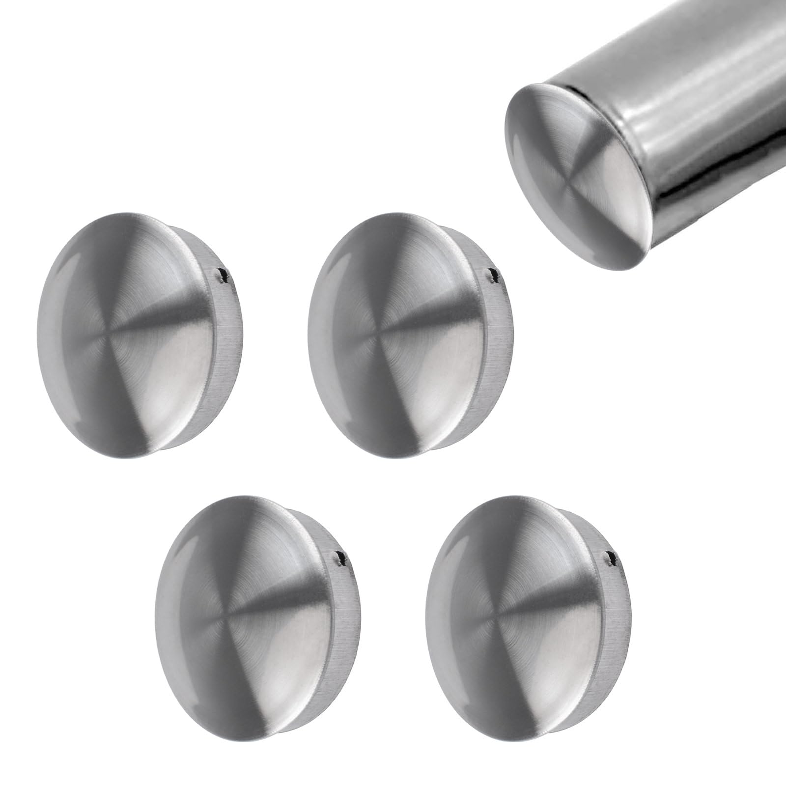 UFURMATE 4Pcs Stainless Steel Head Handrail End Caps 40mm Round Staircase Steps Hand Rail End Cover Plastic Handrail Fittings Protectors (Brushed Silver)
