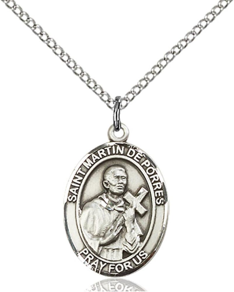 Bonyak Jewelry St. Martin de Porres Hand-Crafted Oval Medal Pendant in Sterling Silver