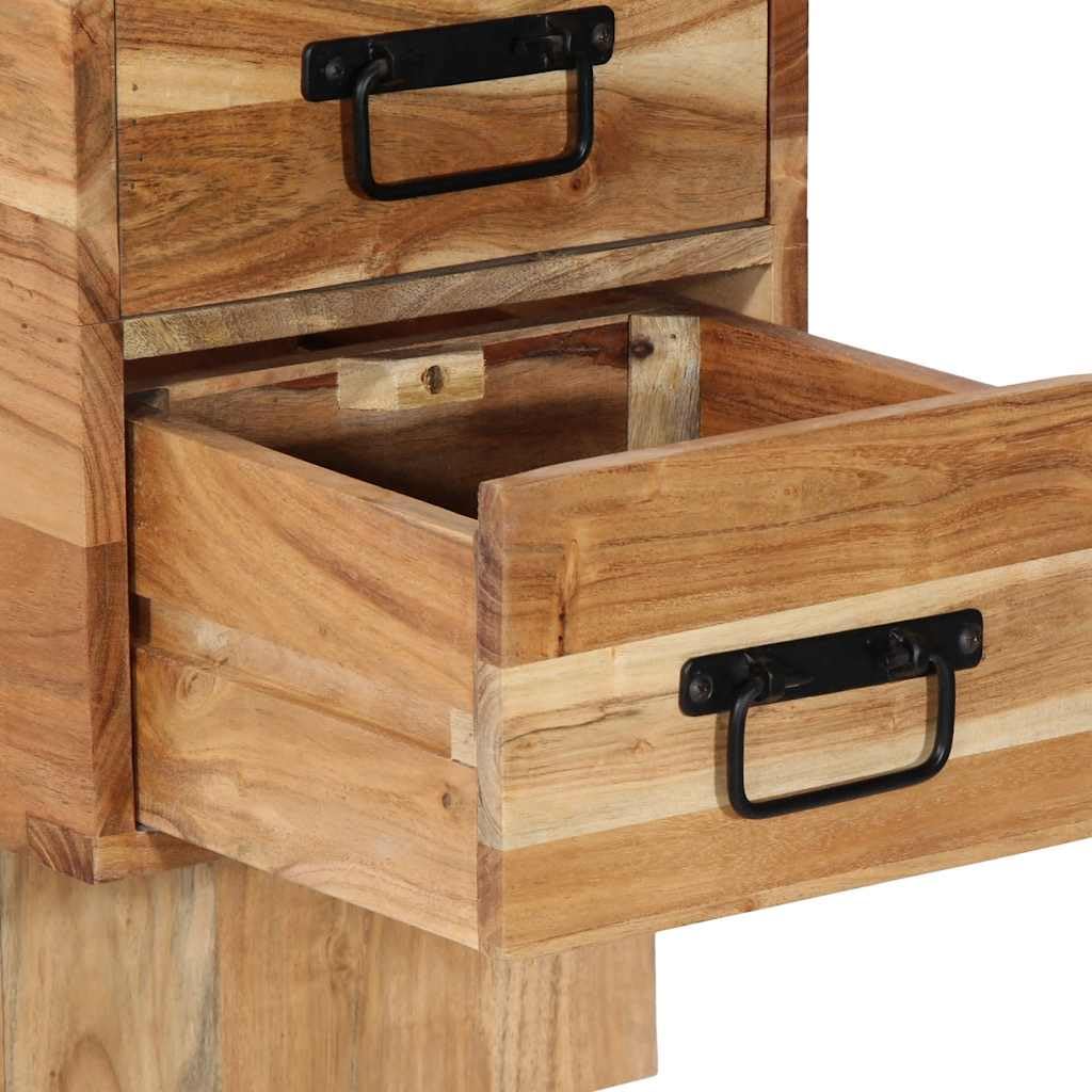 Wandmontierter Nachttisch aus Akazienholz mit Stauraum für Schlafzimmer, Robuste Hängeregale für Bücher und Accessoires, Vielseitige Wandkonsole