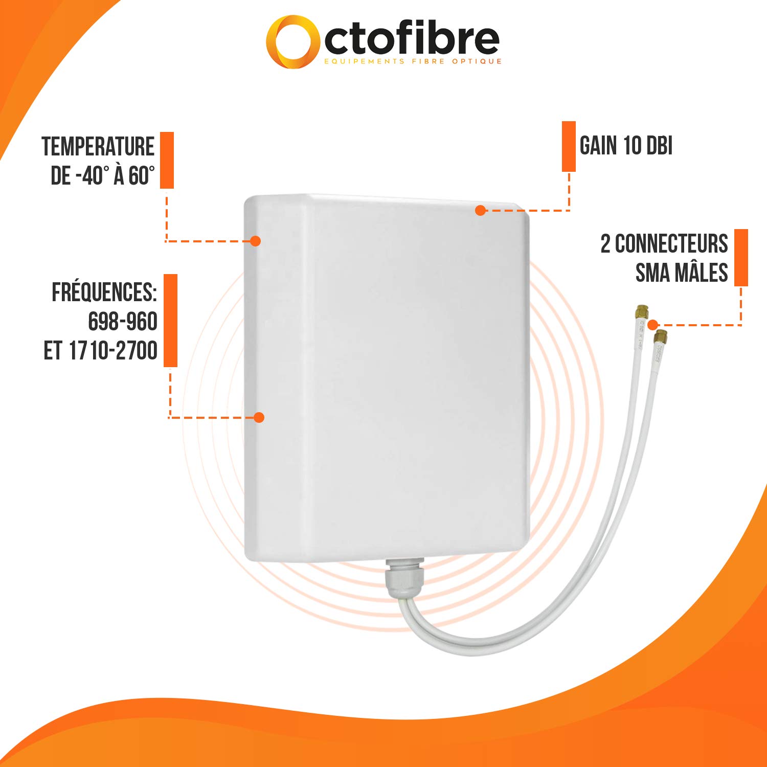 Antenne 4G Exterieur - Amplificateur pour Routeur 4G - Compatible avec Toutes Les Box - Routeur Huawei Bouygues Orange - 2 Câbles SMA (5M)