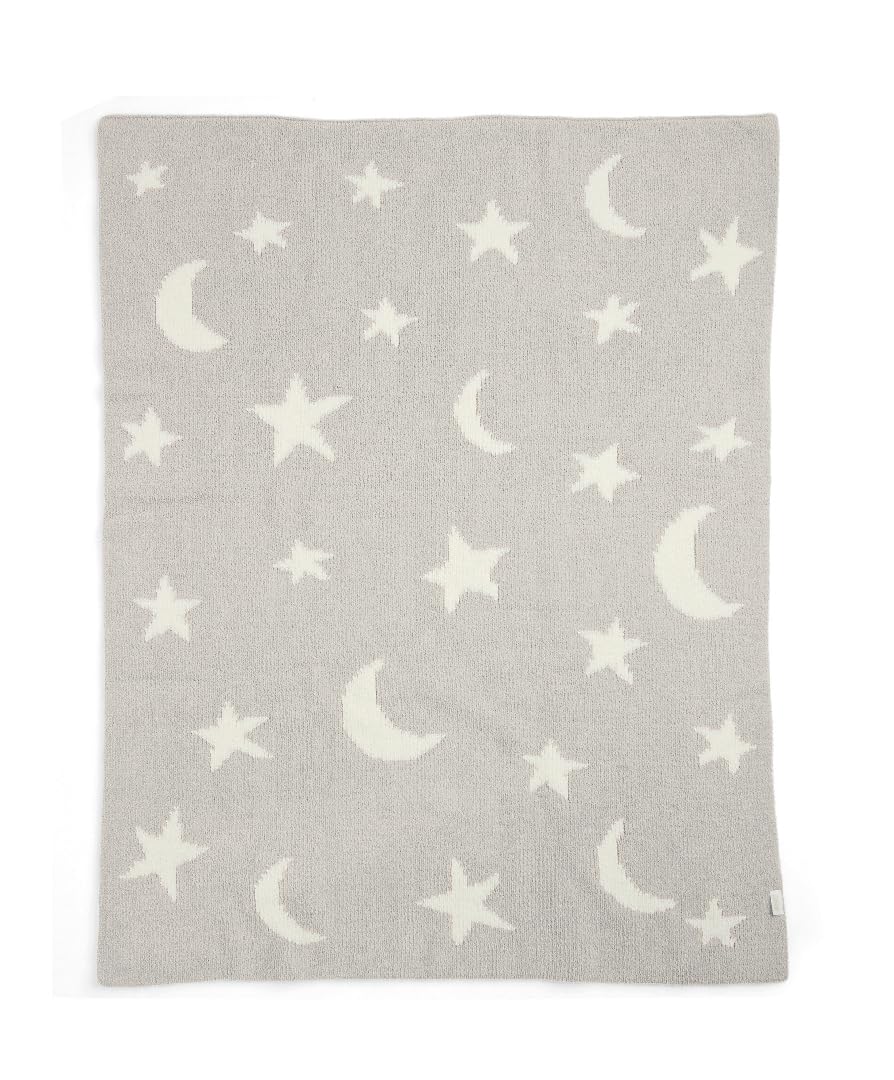 Mamas & Papas Nursery Small Chenille Blanket - Neutral Moon/Star, 90x70cm