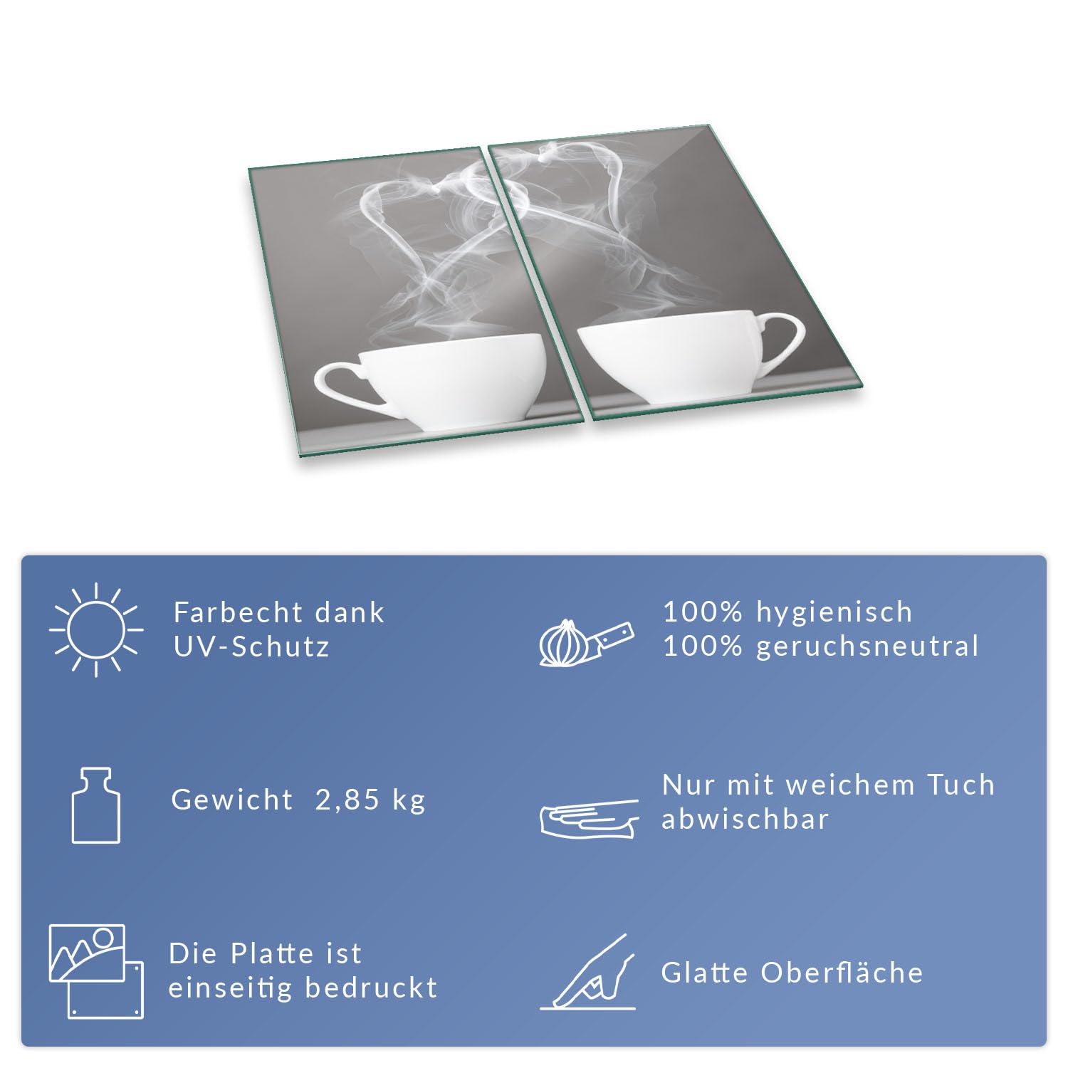 Herdabdeckplatte Abdeckung Ceranfeld Abdeckplatte Schneidebrett 2-Teilig 60x52 Kaffee Herzen Schwarz- Weiss Spritzschutz Glasplatte Ceranfeldabdeckung Sicherheitsglas Glasschneidebrett 2x30x52
