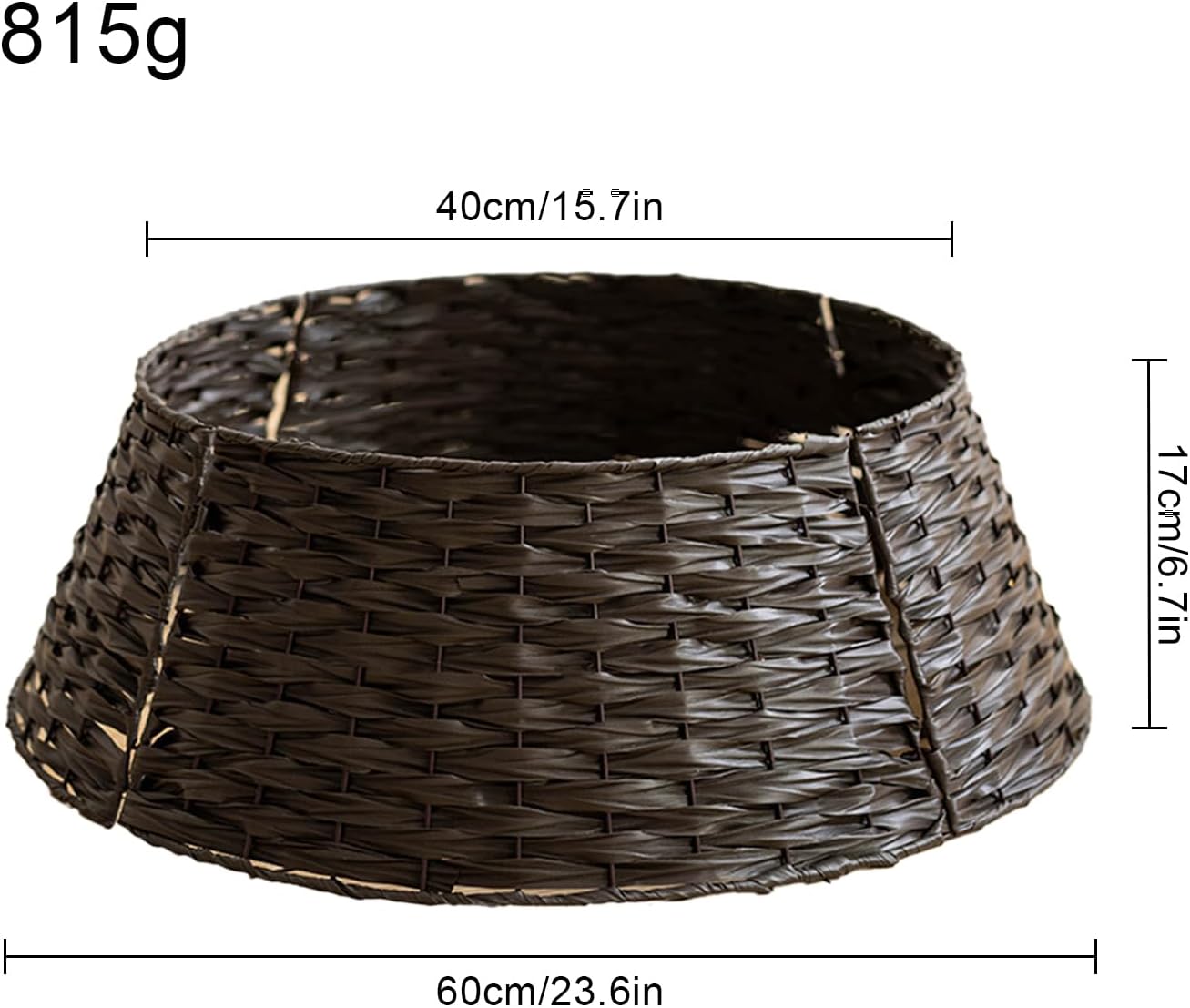 Christmas Tree Collar Skirt,Handmade Artificial Rattan Wicker Christmas Stand Wicker Xmas Tree Base Basket Cover, Christmas Tree Ring for Holiday Decoration(Coffee/Small)