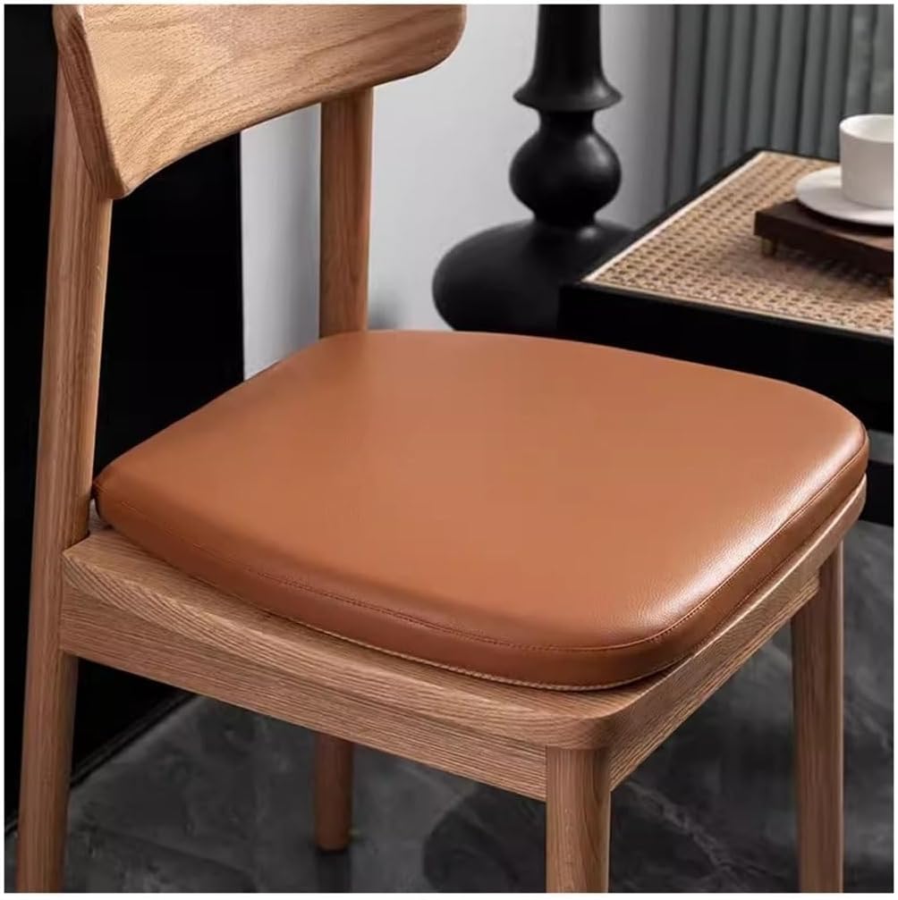 High-Grade Dining Chair Cushion, Leather Seat Cushion, 4cm Memory Foam U-Shaped Chair Pad Waterproof Non-Slip Chair Cushions with Straps(Color:Coffee,Size:43 * 42cm)