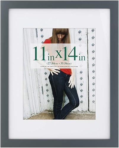 RPJC Marco de 11 x 14 pulgadas hecho de madera maciza y vidrio de alta definición para fotos de 8 x 10 pulgadas, con paspartú, u 11 x 14 pulgadas,