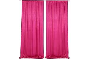 SHERWAY Satin Backdrop Curtain With Silky Drapes and Fuchsia Silky Soft Curtain