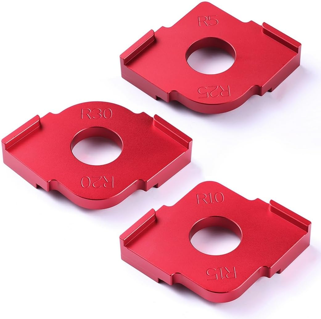 Aluminum Alloy Radius Jig Router Templates, 3-Piece Set for Woodworking Corner Rounding, R5 R10 R15 R20 R25 R30 Routing Bit Templates