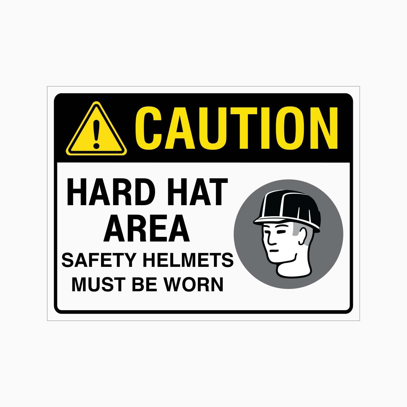 CAUTION HARD HAT AREA SAFETY HELMETS MUST BE WORN Sign Workplace Metal Tin Sign 8 x 12 inch for Industrial & Commercial Series