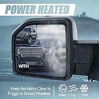 Vista 4 de Auto Dynasty Espejo de señal de giro LED con calefacción eléctrica del lado del conductor izquierdo con luz de charco compatible con Ford F-150