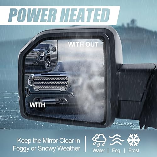 Miniatura 4 de Auto Dynasty Espejo de señal de giro LED con calefacción eléctrica del lado del conductor izquierdo con luz de charco compatible con Ford F-150