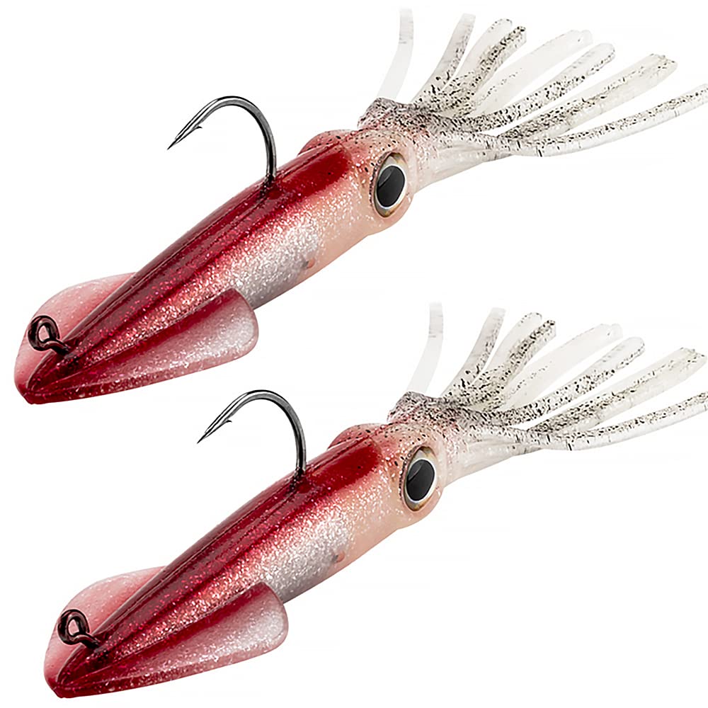QualyQualy Fishing 2pcs Luminous Squid Lures Skirts Jig Fishing Octopus Skirts Bait Kit with Hook for Saltwater Trout Bass Soft Fishing Squid Lures Octopus Jig 1.25oz（35g） A B C D E F