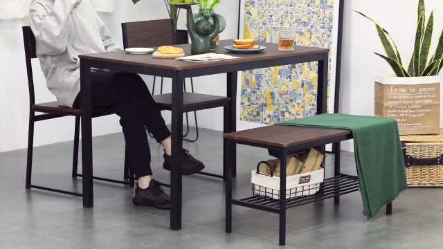 Amazon.com - HOMCOM Industrial 4 Piece Dining Room Table Set with Amazon.com - HOMCOM Industrial 4 Piece Dining Room Table Set with