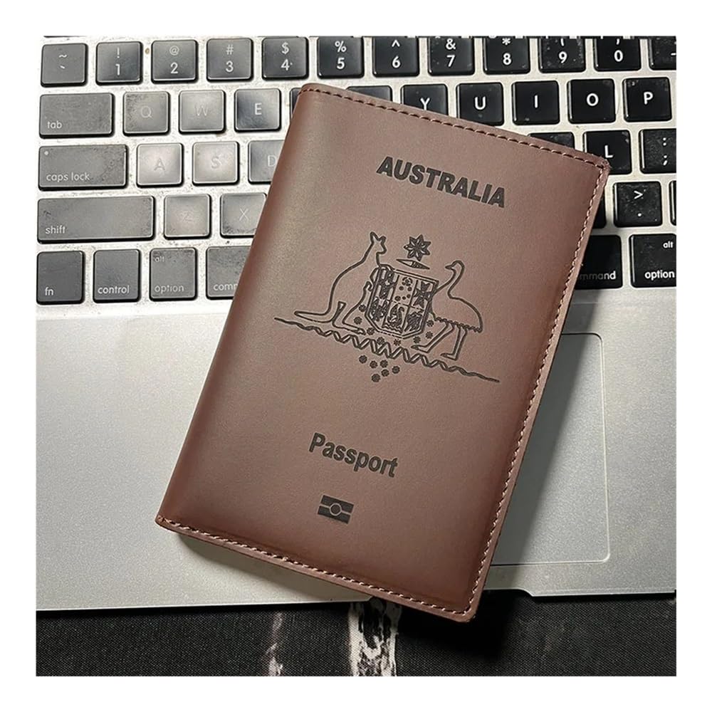 Fundas de cuero personalizadas para pasaporte australiano, funda para pasaporte australiano, cartera de viaje, accesorios de viaje de cuero completo, Sin nombres, Talla única