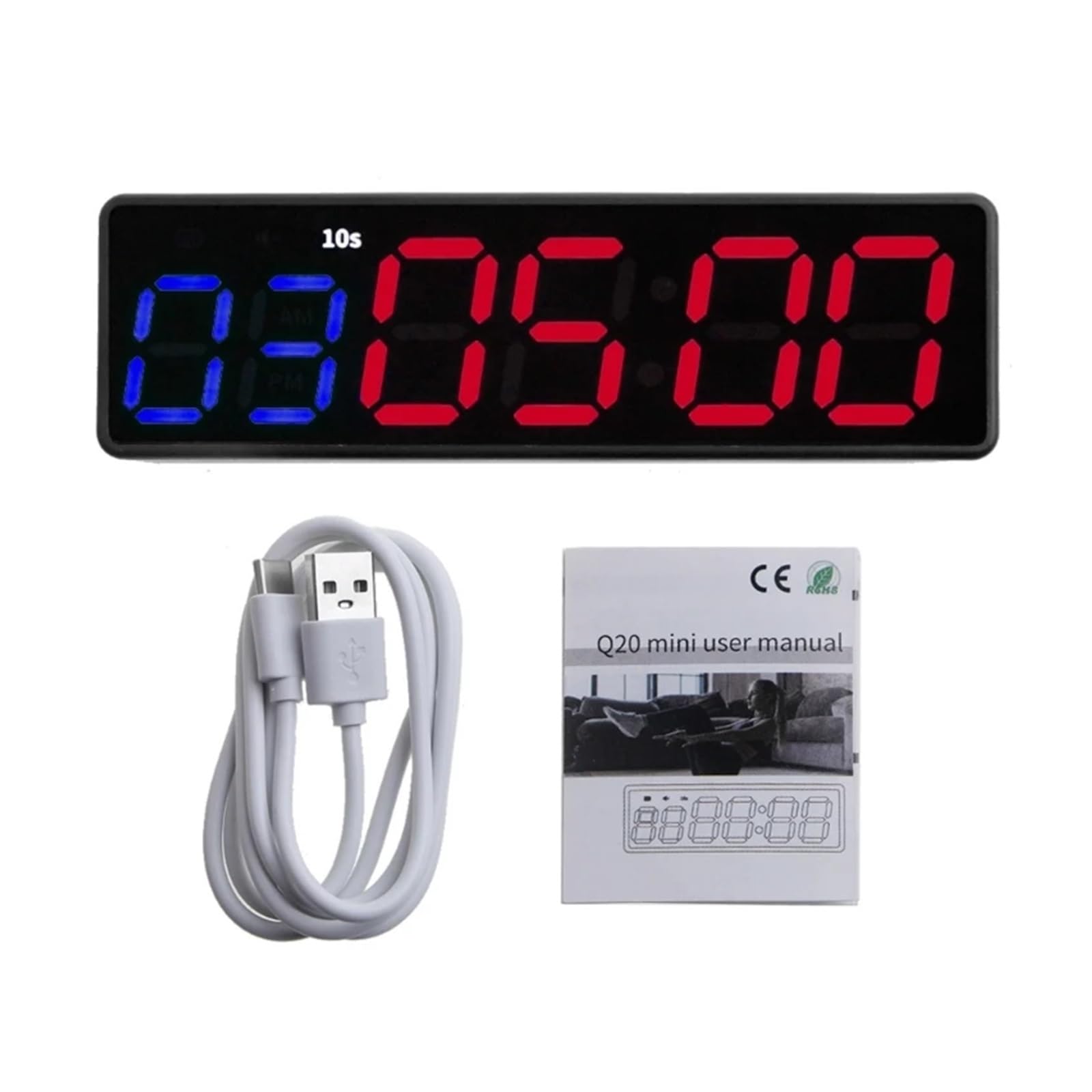 Timer da palestra portatile Intervallo timer Allenamento Fitness Orologio Conto alla rovescia/SU/Cronometro Magnetico e USB ricaricabile 4 tipi Nave di caduta(A)