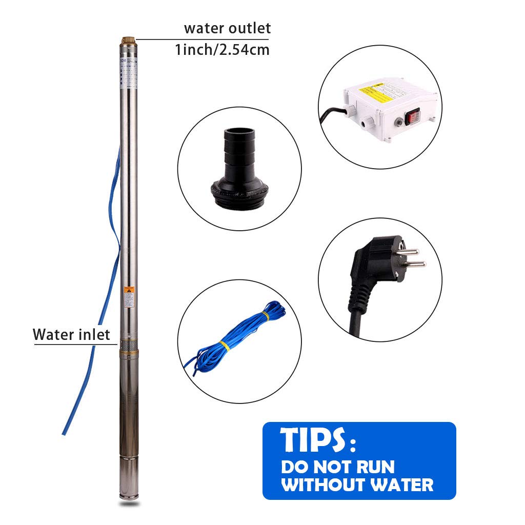 Pompa Sommersa Per Pozzi Profondi SHYLIYU - Acciaio Inox 220V 550W, Portata 3300L/H, Max 89m - Foto 7