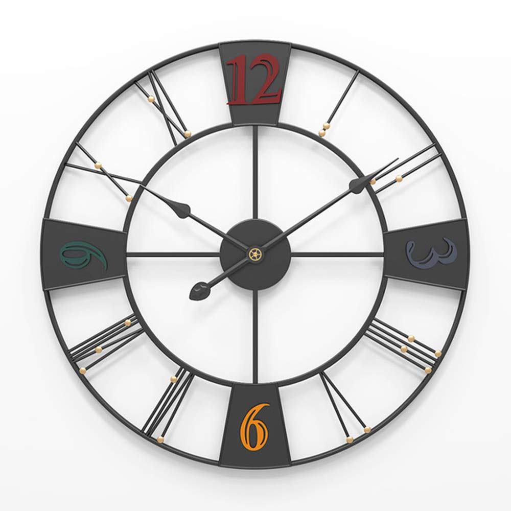 Reloj de Arte de Hierro, Reloj de Pared silencioso de Metal, Reloj sin tictac de 20 Pulgadas, Reloj Colgante de decoración Creativa, para el hogar, Sala de Estar, Cocina,