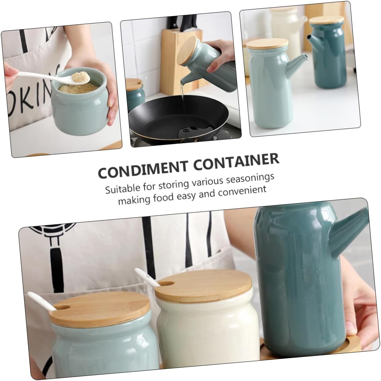 Alipis Eco-friendly Ceramic Condiment Pots Kitchen Seasoning Jars Spice Jars Lids