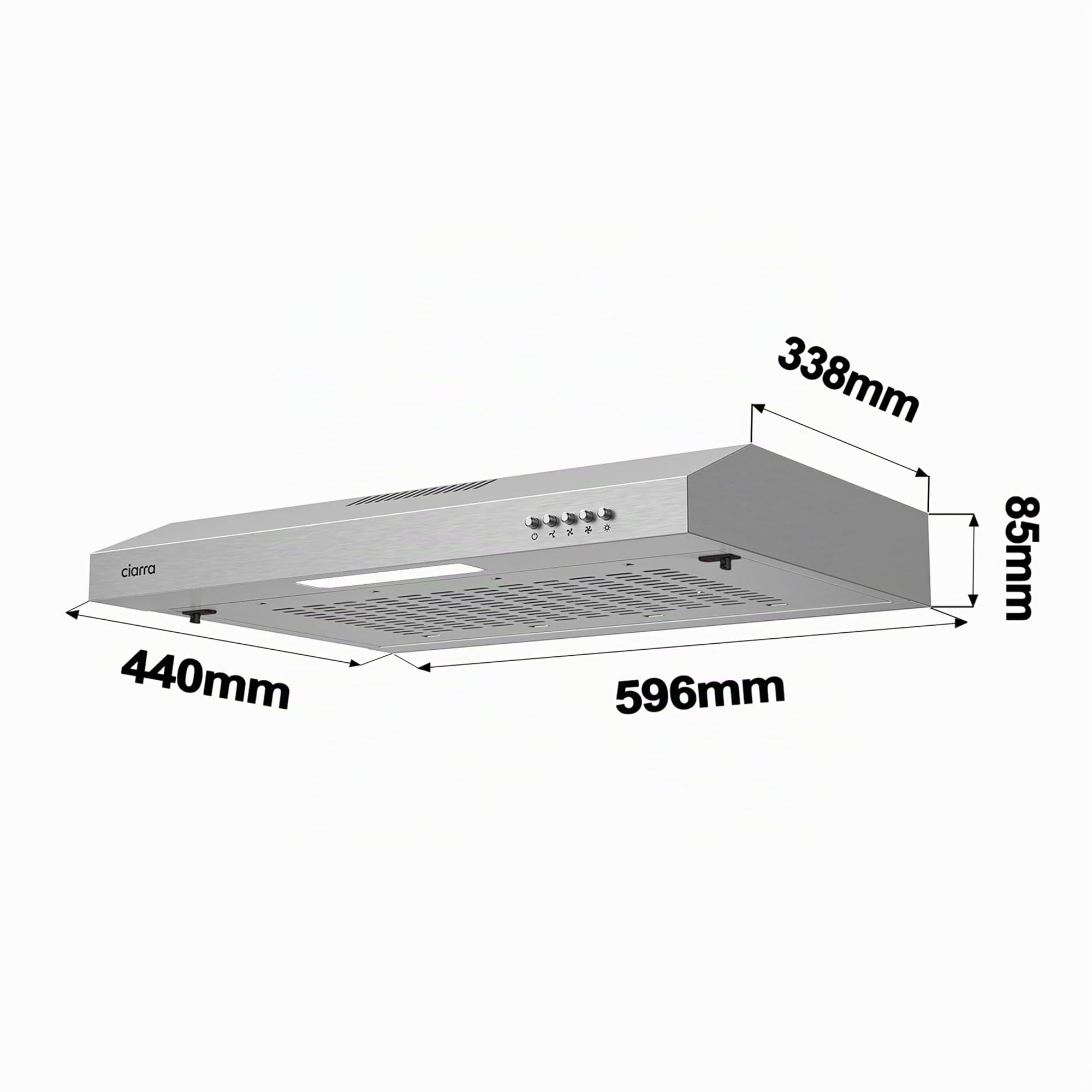 CIARRA Dunstabzugshaube 60cm 3 Leistungsstufen Abluft Umluft Unterbauhaube Silber