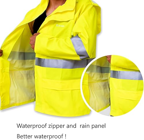 Miniatura 7 de Ropa de lluvia para hombre impermeable para trabajo resistente impermeable para pesca para lluvia chaqueta y pantalones ropa de lluvia Negro,