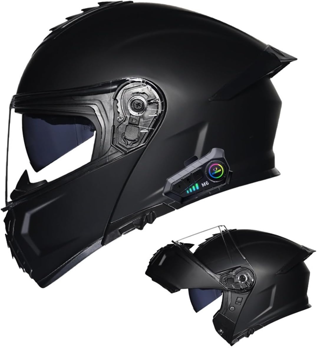 新品 ダブルレンズ フリップアップ システム フルフェイスヘルメット　艶あり黒 新品 ダブルレンズ フリップアップ システム フルフェイス