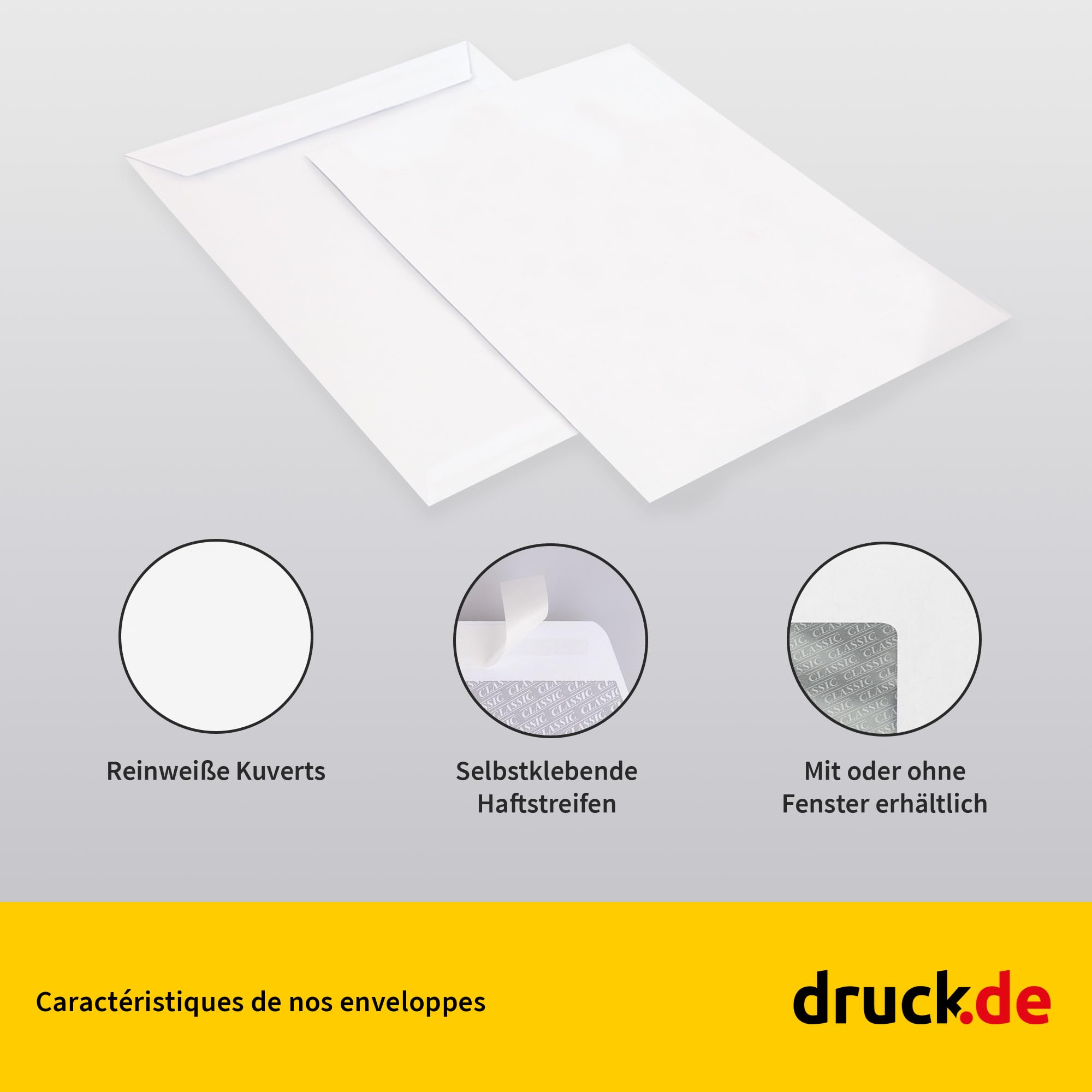Lot de 1000 enveloppes, format C4, sans fenêtre, blanches | Lot de 1000 enveloppes C4, sans fenêtre, blanches, pour expédition et bureau