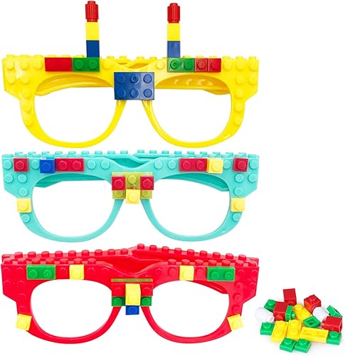 Miniatura 1 de Fowecelt 12 Pcs Building Bricks Glasses Building Blocks Games for Kids Birthday Party Favors Supplies, Boys Girls Carnival Party Games