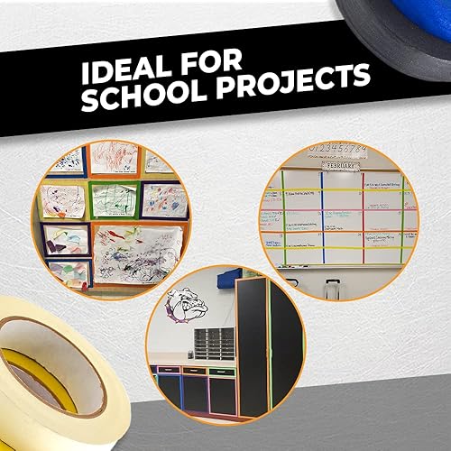 Miniatura 5 de WOD MTC5 - Cinta adhesiva de color, azul, 1.5 pulgadas x 60 yardas. Cinta colorida para maestros pintores para diversión, arte y manualidades,