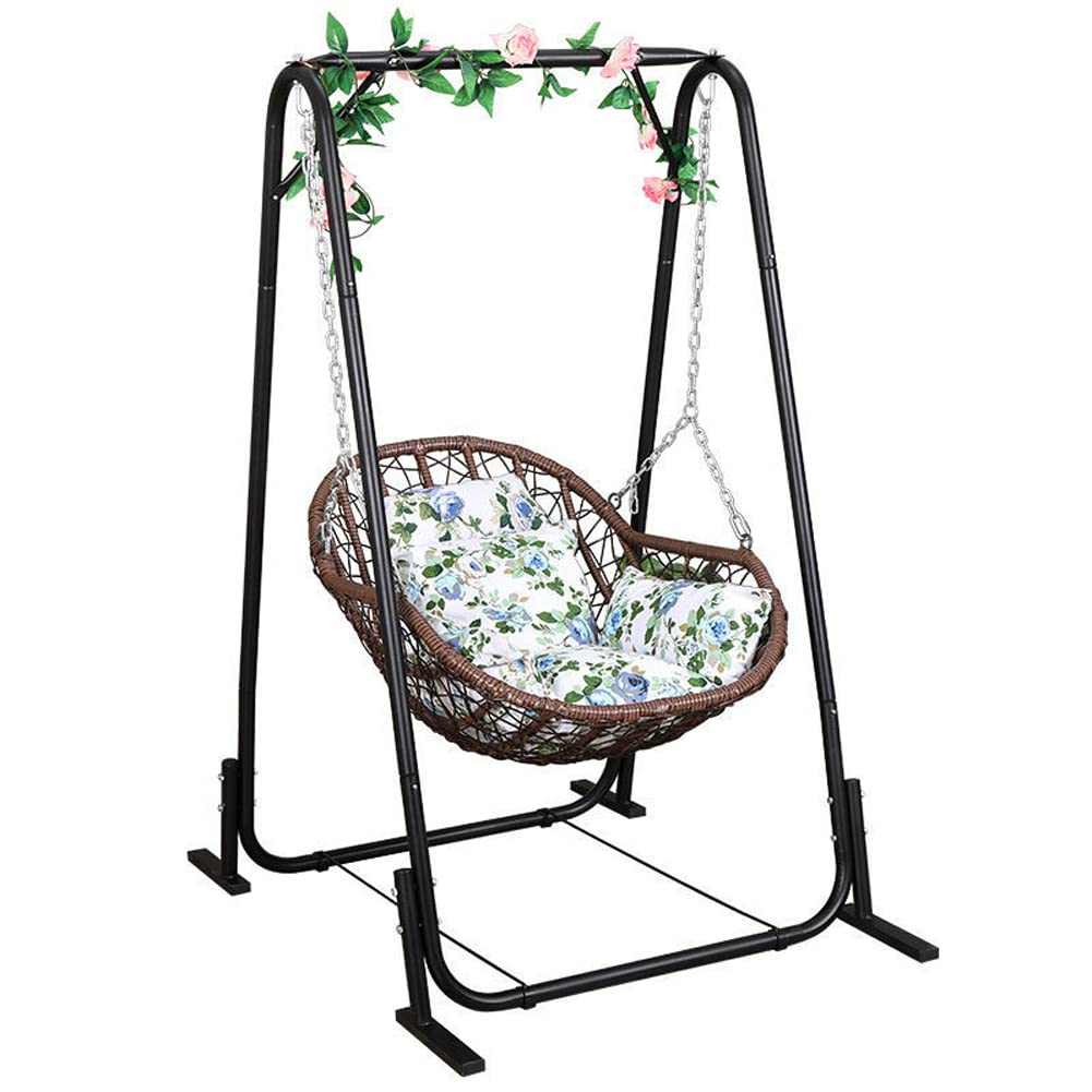Sedia sospesa in rattan sintetico, catena regolabile in altezza, per interni ed esterni, patio, giardino, carico massimo 300 kg, elegante e robusto