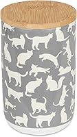 Vista 10 de Bone Dry Tarro de cerámica para gatos y perros, tapa de bambú, apto para lavavajillas, 4 x 6.5 pulgadas, rosa, golosinas para perros