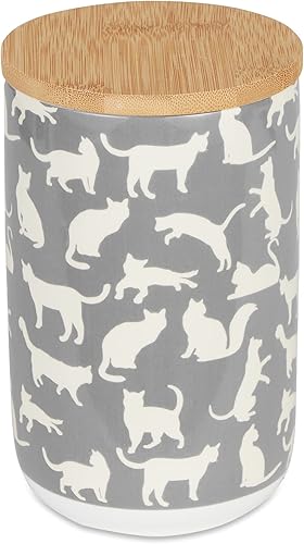 Miniatura 10 de Bone Dry Tarro de cerámica para gatos y perros, tapa de bambú, apto para lavavajillas, 4 x 6.5 pulgadas, rosa, golosinas para perros
