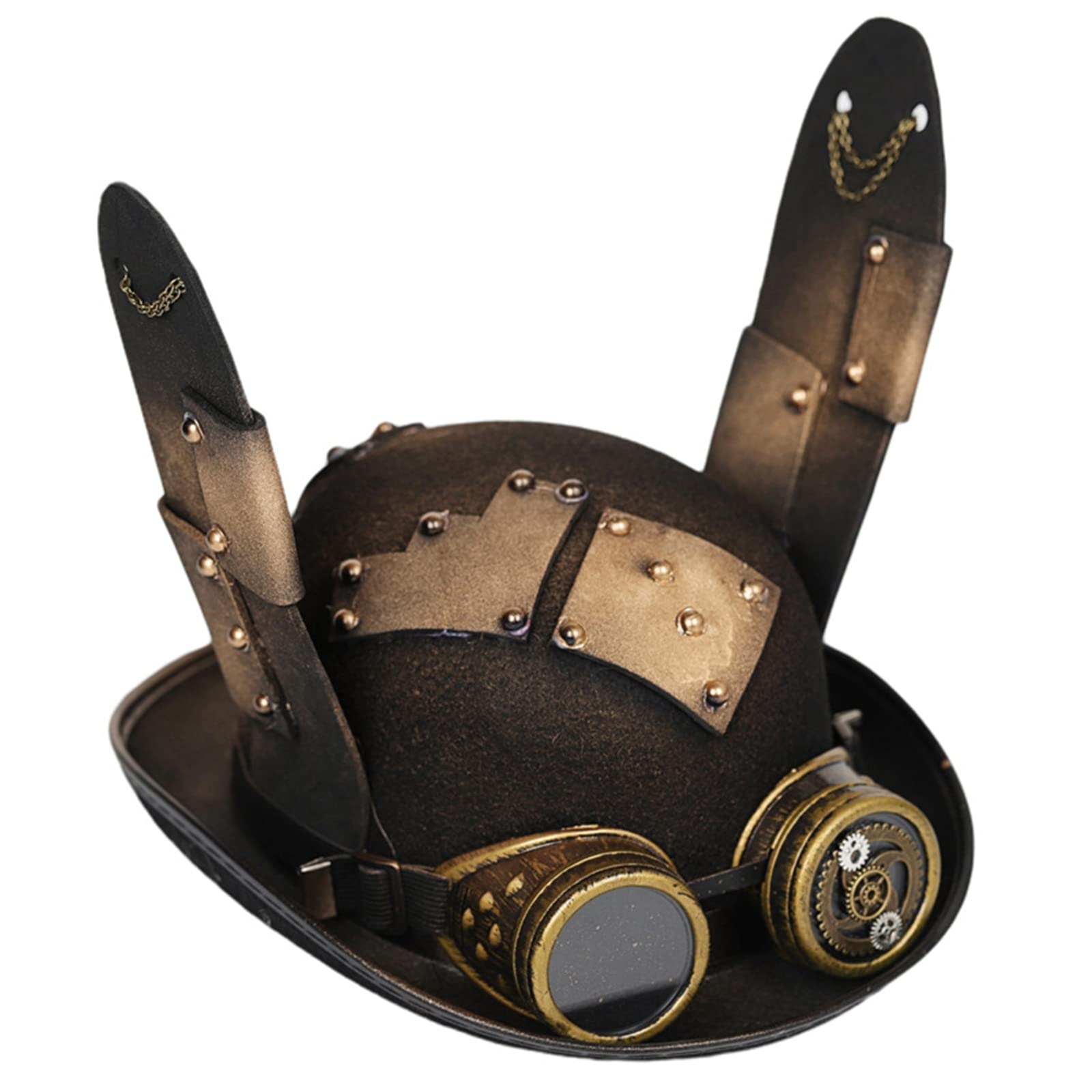 WHPLYE Steampunk Men Hat With Goggles Devil Horn Top Hat Gay Top Hat Hat Gothic Steampunk Hat For Men Carnival Nightclub