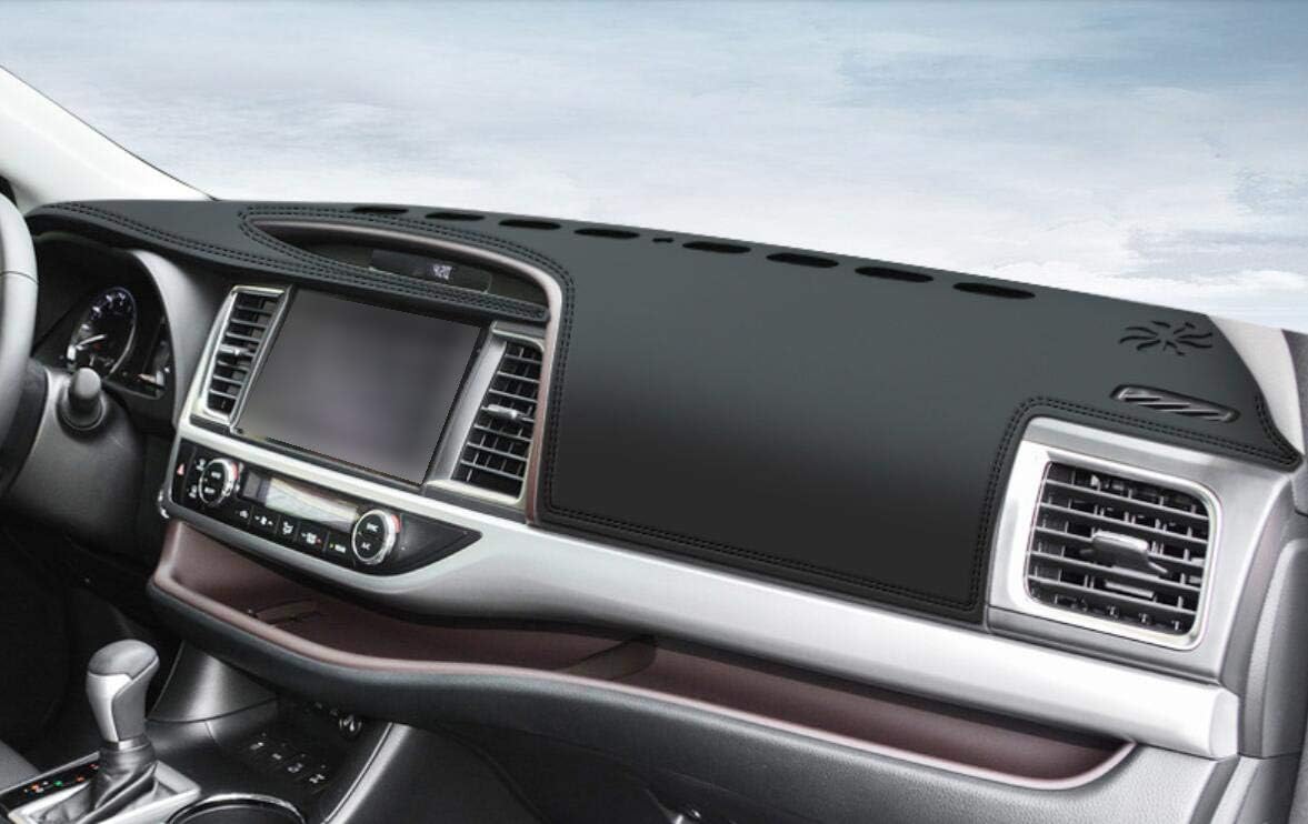 Black Leather Car Tray Dashboard Cover Car Dash Pad Car Dashboard Mat for Toyota Highlander 2014-2019