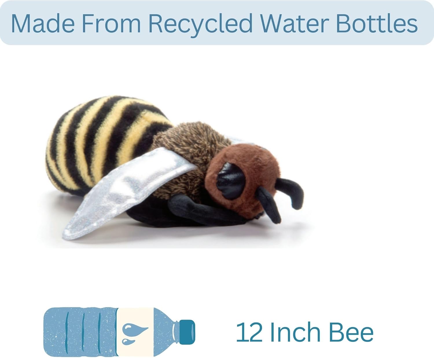 The Petting Zoo Bee Stuffed Animal Plushie, Gifts for Kids, Wild Onez Insect Animals, Yellow Bee Plush Toy, 12 inches