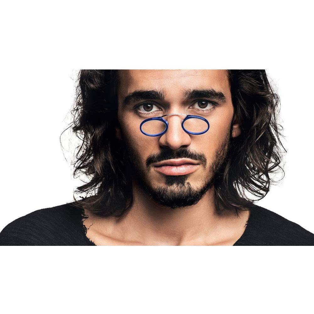 MMOWW Gafas de lectura unisex, Diseño de nariz de clip, Antideslizante, Compactas (Azul, +2.0)
