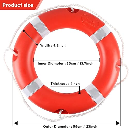 Miniatura 3 de Anillo salvavidas para la seguridad de la navegación  Anillos de seguridad de barco de 23 y 28 pulgadas con tira reflectante y líneas de agarre (2