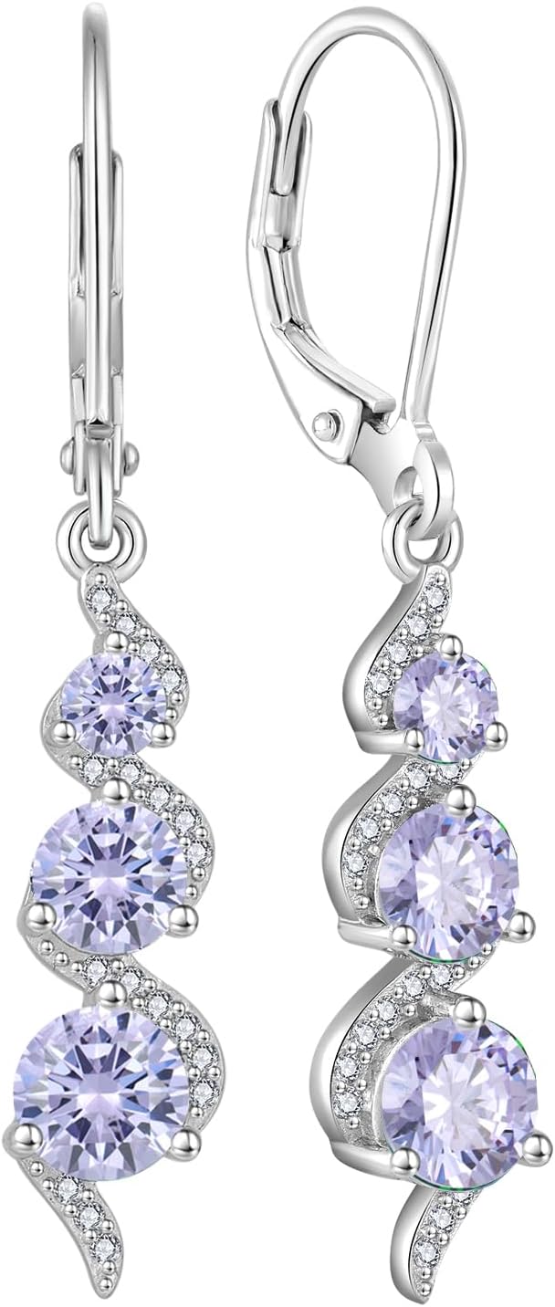 Starchenie Birthstone Dangle Drop Earrings 925 Sterling Silver Gemstones Leverback Earrings Jewelry Gift for Women