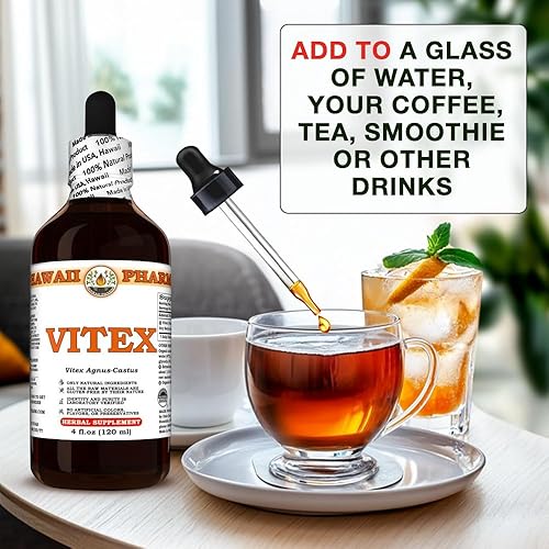 Miniatura 6 de Vitex (Vitex Agnus-Castus) - Tintura de bayas secas, hecha en Hawái, materias primas orgánicas, extracto líquido puro, vegano, natural, 32 onzas