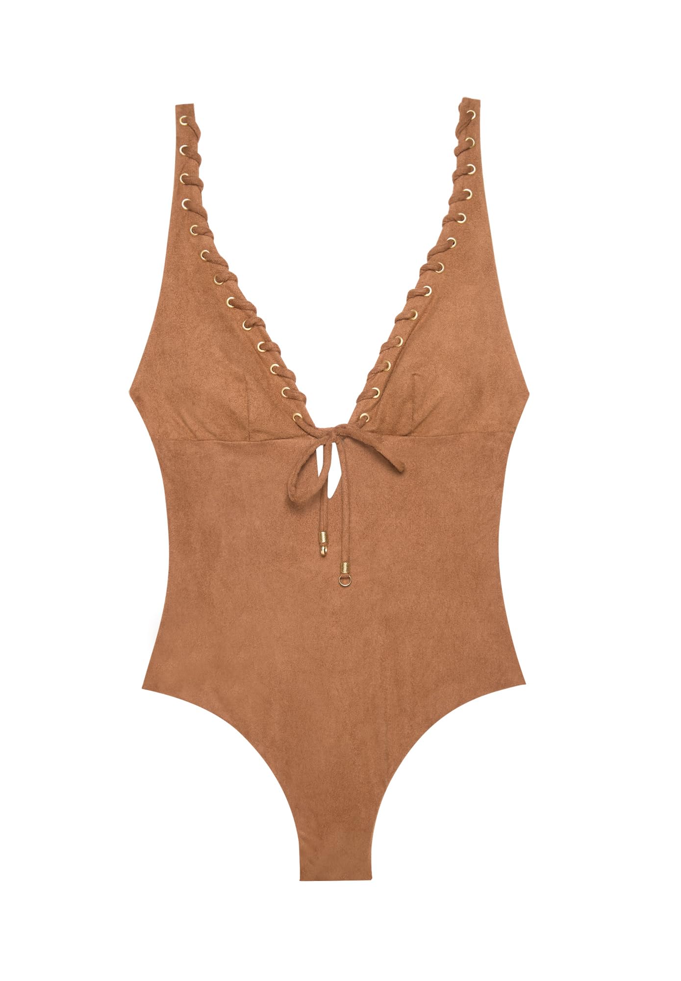 YAMAMAY - Costume da Bagno Intero Senza Ferretto, con Imbottitura Removibile, Donna, Jane, Nocciola, monocromo