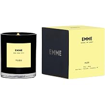 EMME nyc Yuzu Candle Luxury Citrus Soy Wax Candle with Crackling Wood Wick, Non-Toxic & Pet Safe Home Fragrance, Premium Glass Jar, Up to 60 Hour Burn, 10 oz
