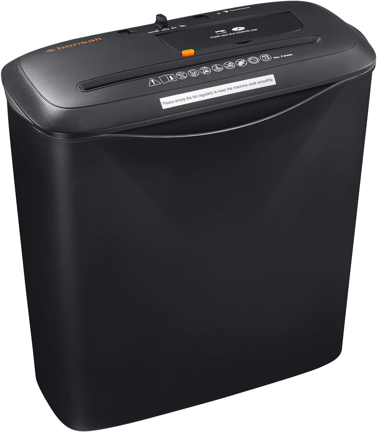 Bonsaii 8-Sheet Strip Cut Paper Shredder, Destroys CD, Credit Cards, Paper Clips with 3.4 Gallons Wastebasket, Black (S120-A)