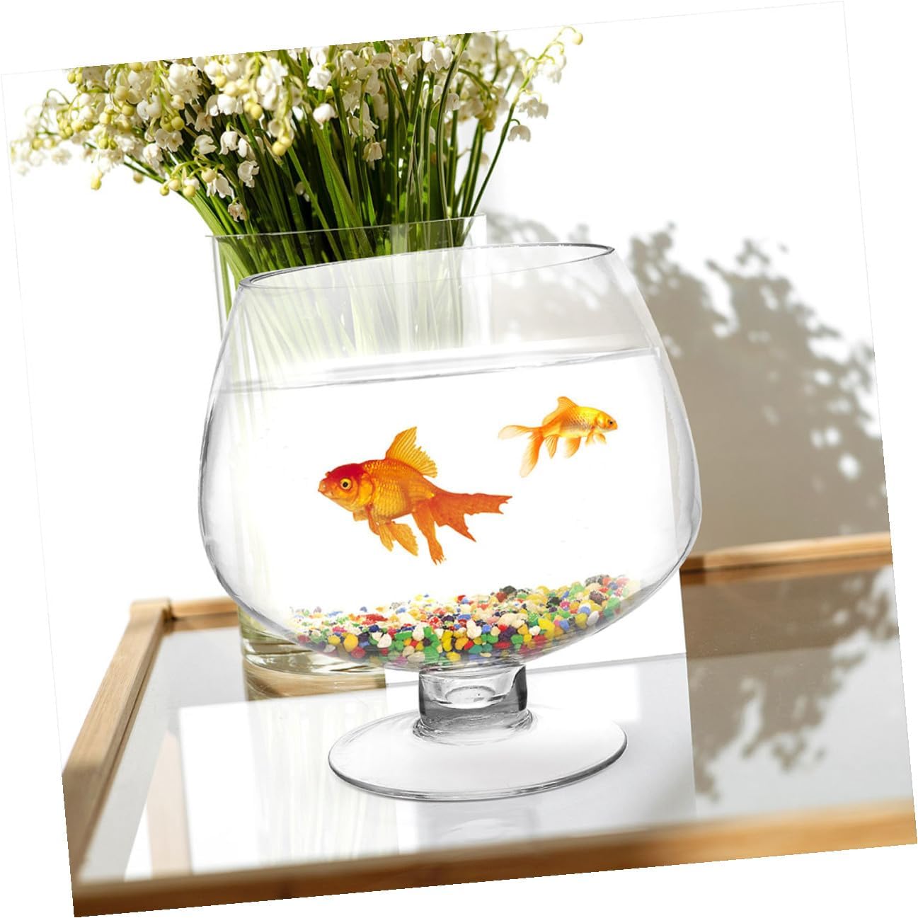 Glass Fish Bowl Vase 5000ml Multi-Function Desktop Goldfish Tank Hydroponic Planter Tabletop Aquarium for Home Office Decoration