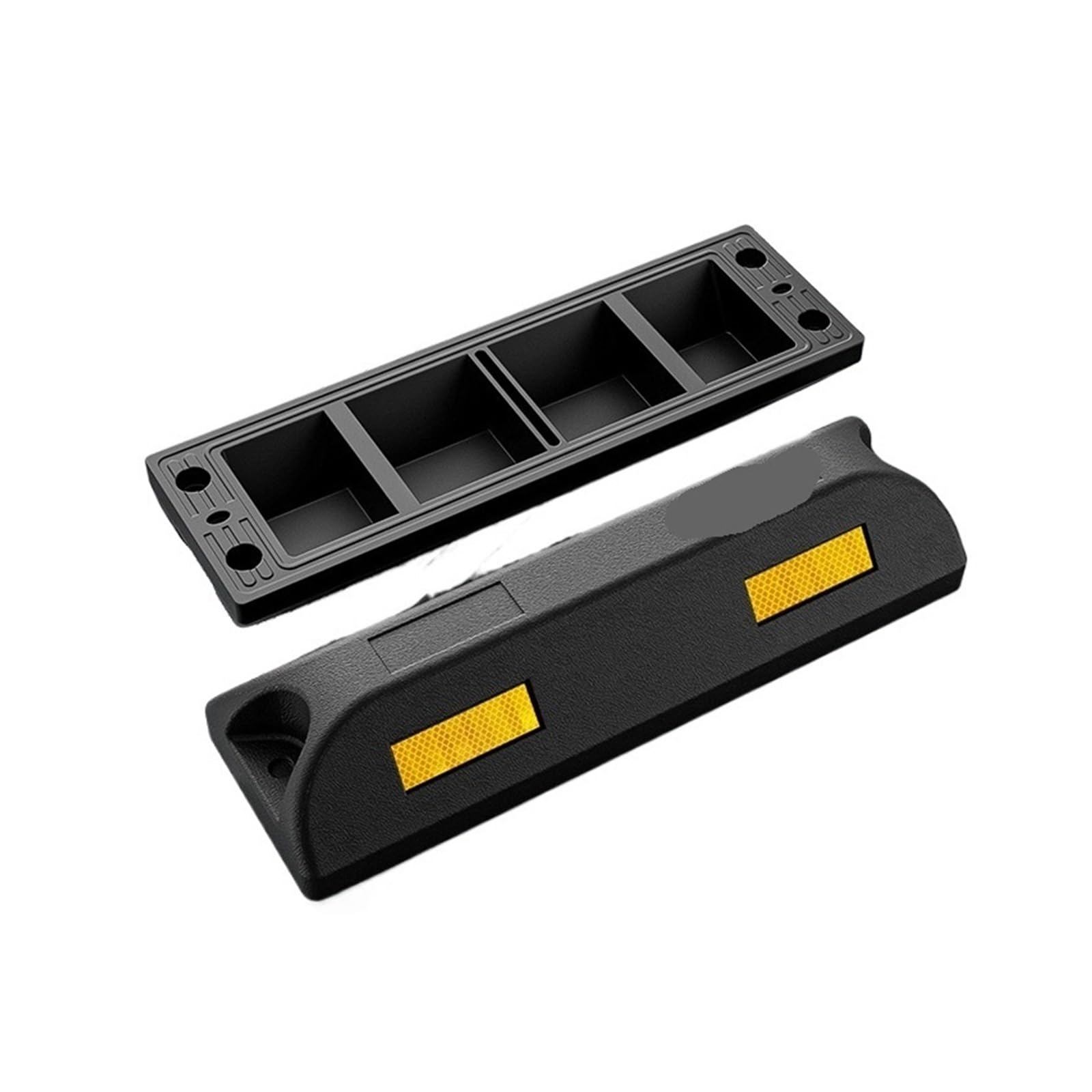 Kliny pod koła samochodowe, Gumowy ogranicznik koła postojowego z paskami odblaskowymi(Black)