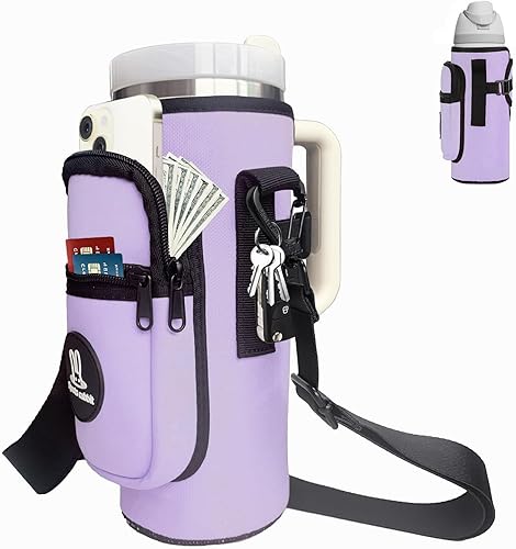 Miniatura 17 de Sports rabbit Soporte universal para botella de agua – Diseño híbrido duradero de Oxford y neopreno compatible con Stanley de 30/40oz con asa y