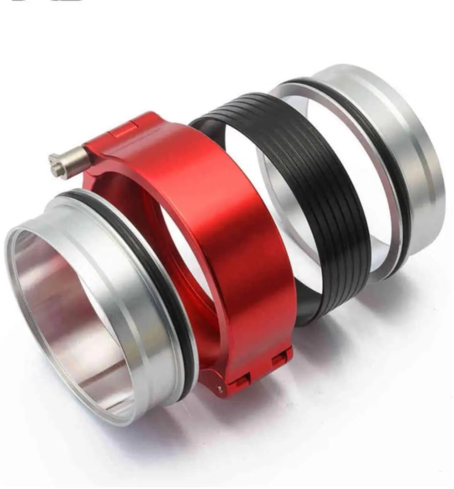 Band Clamps Exhaust V-Band Clamp Quick Release HD Aluminium for Turbo/Intercooler Pipe Black/Red/Blue(3inch Red)