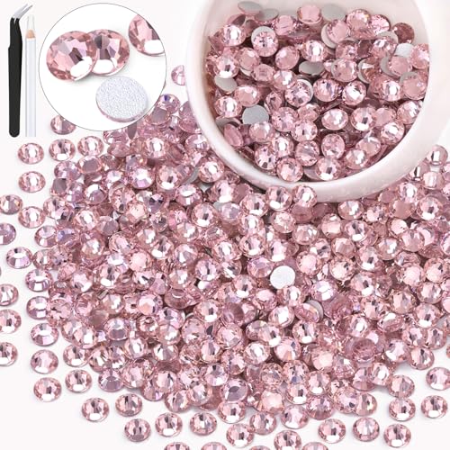 Image of 600PCS SS30 /6mm Crystal Glass Rhinestones for Bedazzling (Light Pink) | Flatback Rhinestones for Crafting DIY Nail Art Makeup Decoration, Gems Diomand Charms for Tumbler Shoes Clothing Mug