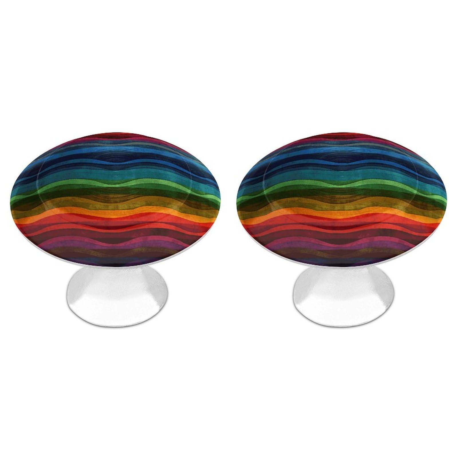 QMNLKH Rainbow Cabinet Knobs for Home, Round Drawer Pulls for Kitchen, Personalized Cupboard Handles with Screw, Fashion Dresser Knobs for Office, Drawer Handles, 2 Packs