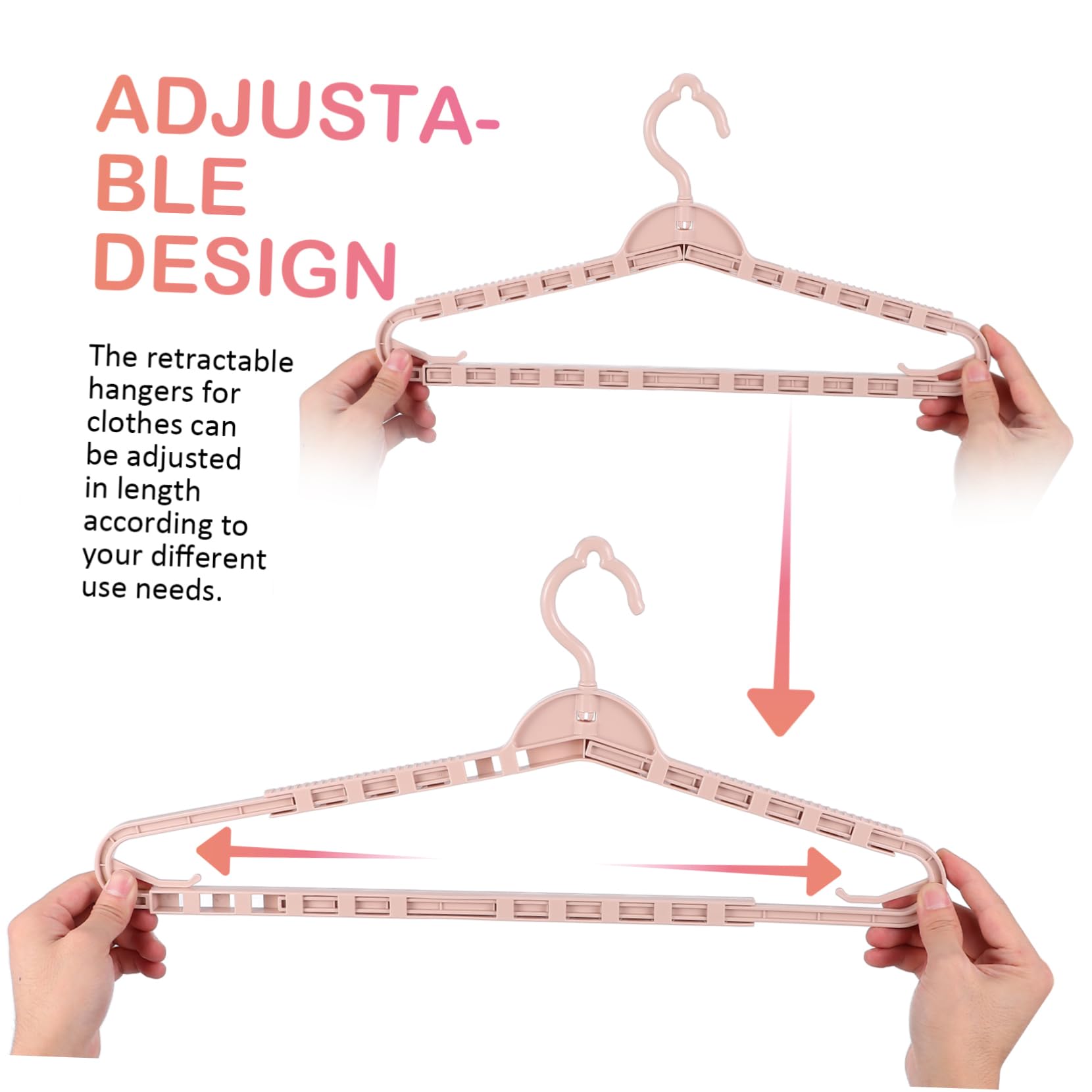 MAGICLULU Set da 8 Grucce Retrattili Regolabili in Pp Rosa, Appendiabiti Multiuso Salvaspazio Design Elegante per Armadio e Abbigliamento