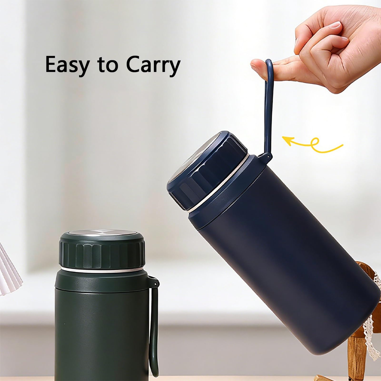 1200ml / 40.5oz, Vaso Termo, Taza Termica, Gran Capacidad, Mantiene El Calor y El Frío, Ideal para Viajes, Senderismo y Acampada(White)