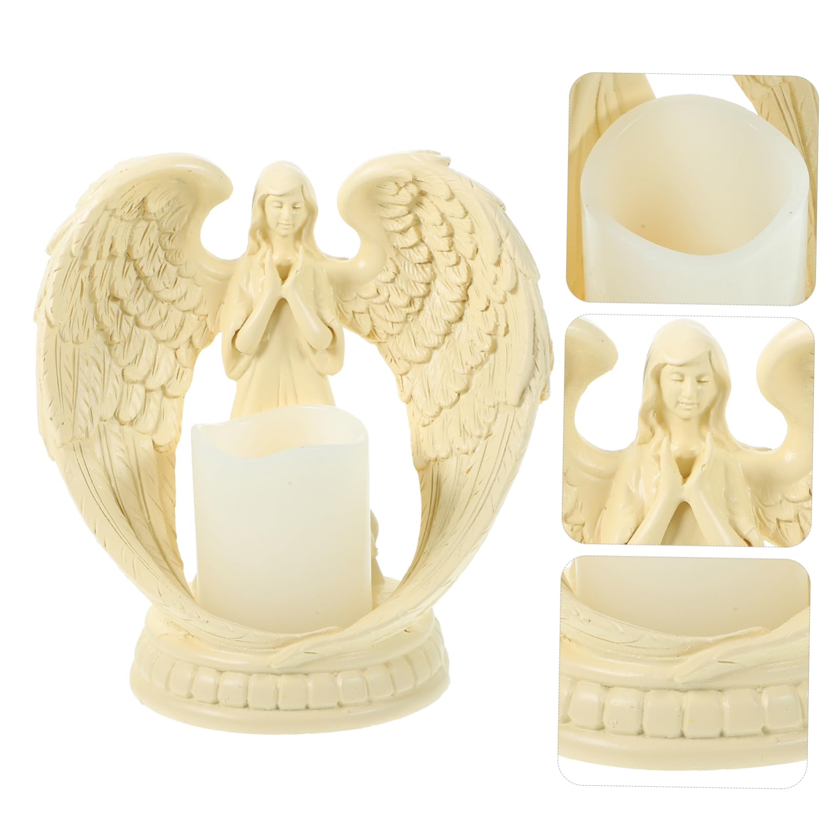 Portacandele Elettronico a Forma di Angelo di Angelo, in Resina, Decorativo da Tavolo per Matrimonio e Club