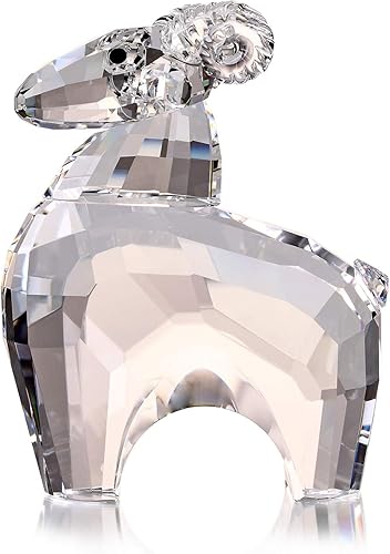 Miniatura 10 de Figura coleccionable del zodiaco de oveja de cristal, adorno de animal para decoración del hogar, regalos de cumpleaños (dorado)